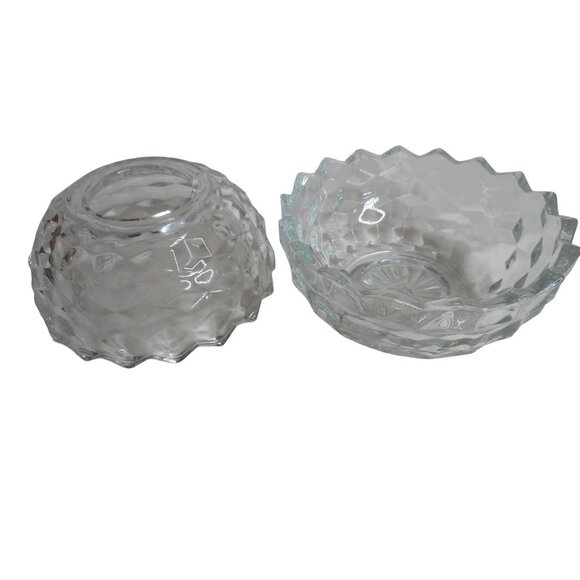 Vintage Homco Fostoria Fairy Lamp Tea Light Clear Glass Round Candle Holder - Picture 2 of 5